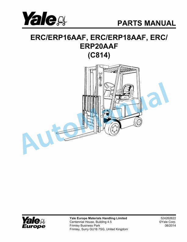 Yale C814 ERC030-040AH Parts Manual 524262621 1 Yale C814 ERC030-040AH Parts Manual 524262621