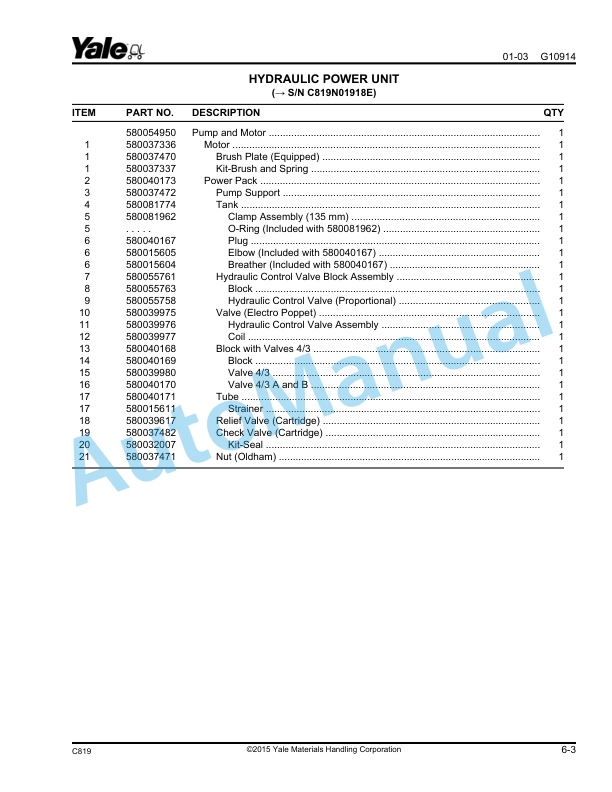 Yale C819 MCW025-030-040E Parts Manual 524167347 2 Yale C819 MCW025-030-040E Parts Manual 524167347 - Image 2