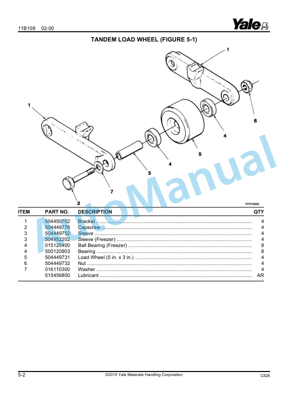 Yale C826 OS-SS030BD 3.000 LB Capacity Parts Manual 524139970 2 Yale C826 OS-SS030BD 3.000 LB Capacity Parts Manual 524139970 - Image 2