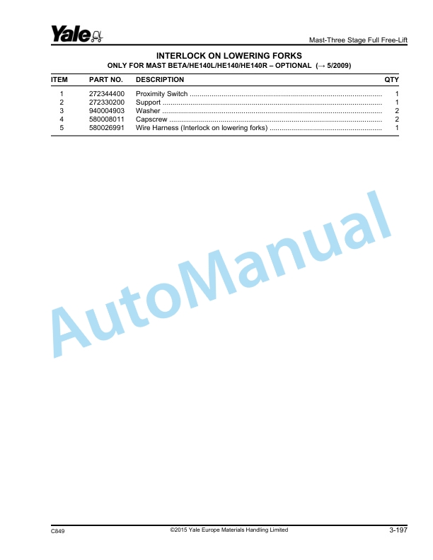 Yale C849 MR14-14H, MR16-16H-16N, MR20-20H-20W, MR25 Parts Manual 524158717 5 Yale C849 MR14-14H, MR16-16H-16N, MR20-20H-20W, MR25 Parts Manual 524158717 - Image 5