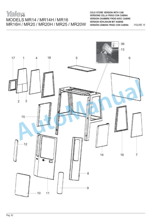 Yale C849 MR14, MR14H, MR16, MR16H, MR20, MR20H, MR25, MR16N, MR20W Parts Manual 524158718 4 Yale C849 MR14, MR14H, MR16, MR16H, MR20, MR20H, MR25, MR16N, MR20W Parts Manual 524158718-4