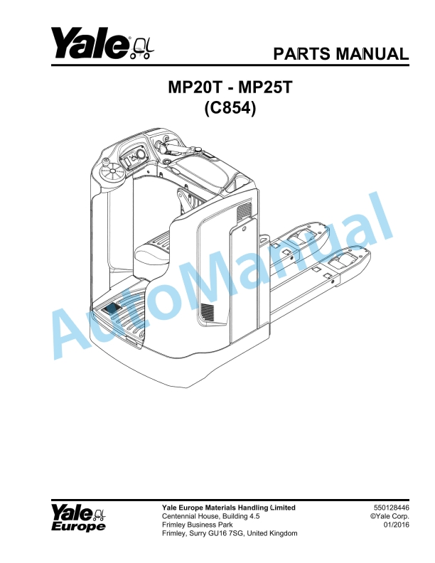 Yale C854 MP20T, MP25T Parts Manual 550128446 1 Yale C854 MP20T, MP25T Parts Manual 550128446