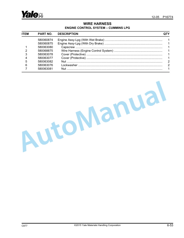 Yale C877 GDP300-330-360EB Parts Manual 524206423 2 Yale C877 GDP300-330-360EB Parts Manual 524206423 - Image 2