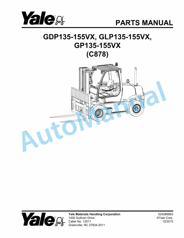 Yale C878 GDP135-155VX, GLP135-155VX, GP135-155VX Parts Manual 524288863 1 Yale C878 GDP135-155VX, GLP135-155VX, GP135-155VX Parts Manual 524288863