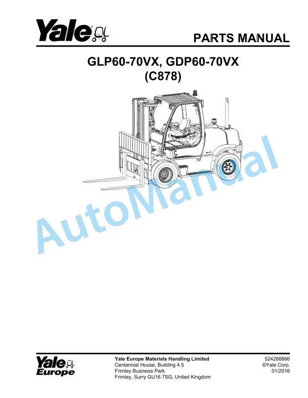 Yale C878 GLP60-70VX, GDP60-70VX Parts Manual 524288866 1 Yale C878 GLP60-70VX, GDP60-70VX Parts Manual 524288866