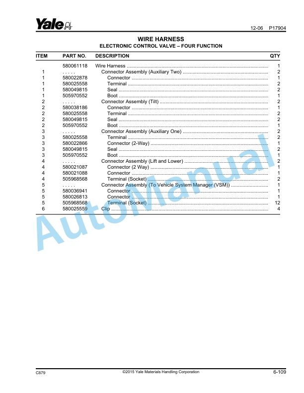 Yale C879 GC135VX, GDC135VX, GLC135VX, GC155VX, GDC155VX, GLC155VX Parts Manual 524288626 2 Yale C879 GC135VX, GDC135VX, GLC135VX, GC155VX, GDC155VX, GLC155VX Parts Manual 524288626 - Image 2