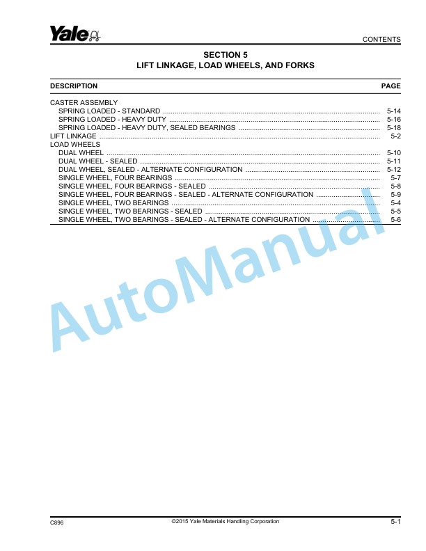 Yale C896 MPE060-F Parts Manual 550091287 4 Yale C896 MPE060-F Parts Manual 550091287 - Image 4