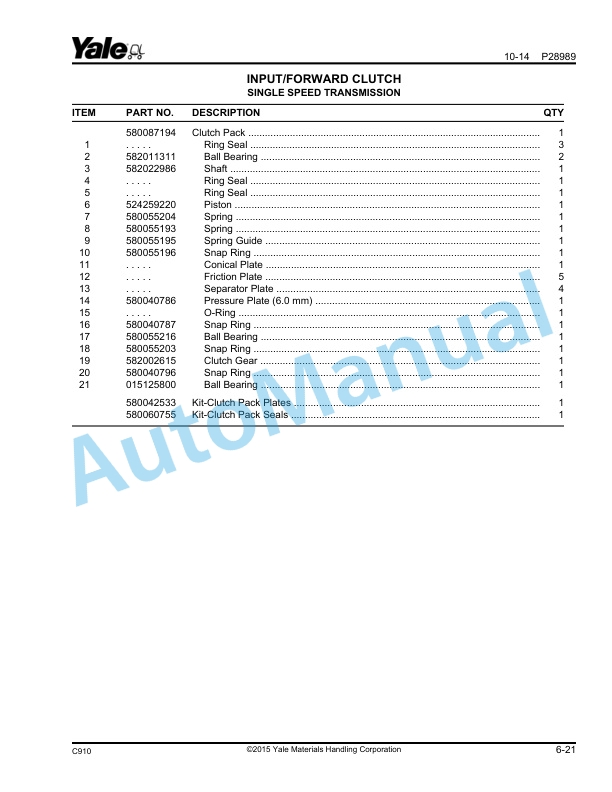 Yale C910 GC-GLC040VX, GC-GLC050VX, GC-GLC055SVX, GC-GLC60VX, GC-GLC070VX Parts Manual 550108875 2 Yale C910 GC-GLC040VX, GC-GLC050VX, GC-GLC055SVX, GC-GLC60VX, GC-GLC070VX Parts Manual 550108875 - Image 2