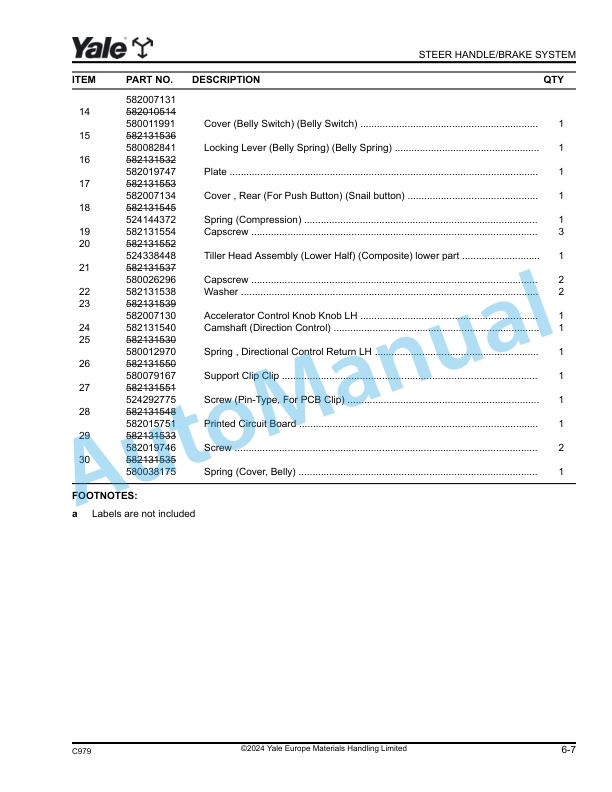 Yale C979 MP20XV Parts Manual 00530362 3 Yale C979 MP20XV Parts Manual 00530362 - Image 3