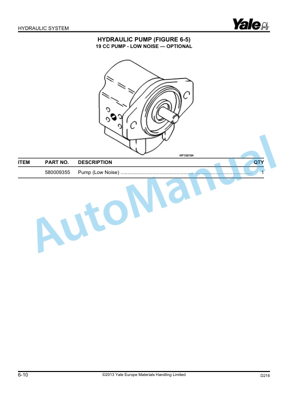 Yale D216 ERP20-30ALF Parts Manual 524183090 2 Yale D216 ERP20-30ALF Parts Manual 524183090 - Image 2