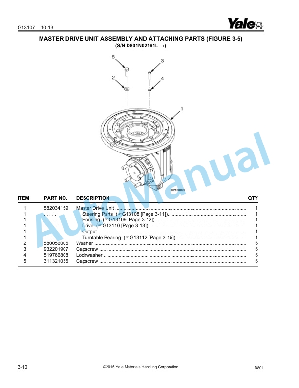 Yale D801 OS030EF 3000 lb. Capacity Parts Manual 550035946 2 Yale D801 OS030EF 3000 lb. Capacity Parts Manual 550035946 - Image 2