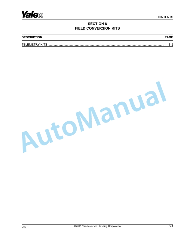 Yale D801 OS030EF 3000 lb. Capacity Parts Manual 550035946 5 Yale D801 OS030EF 3000 lb. Capacity Parts Manual 550035946 - Image 5