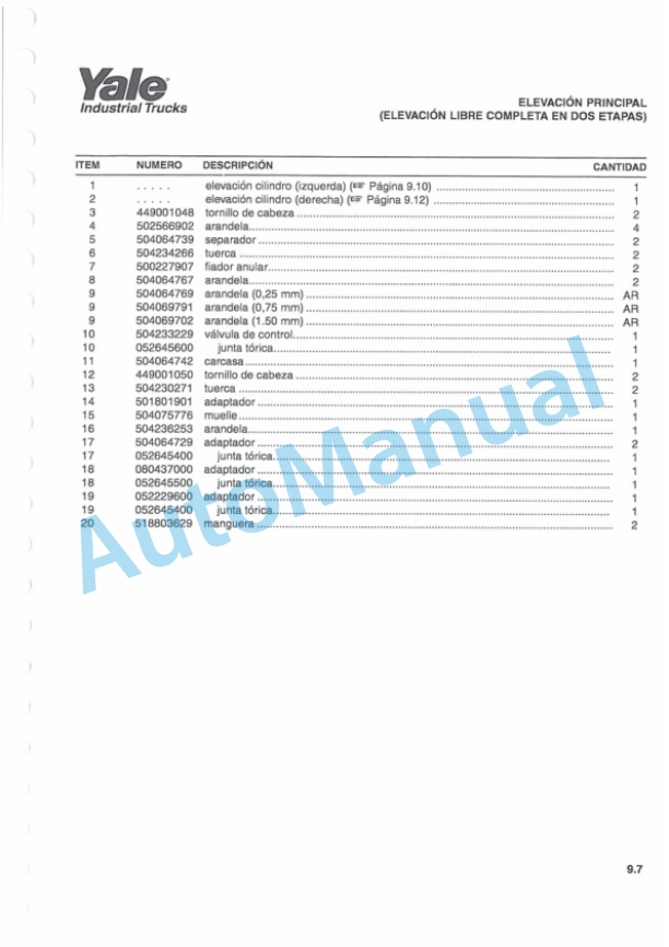 Yale D807 ERP1.6-1.8-2.0ATF Parts Manual 524150866 SP 4 Yale D807 ERP1.6-1.8-2.0ATF Parts Manual 524150866 SP-4
