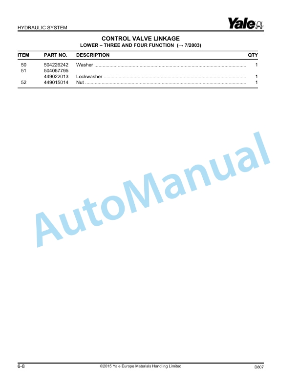 Yale D807 ERP1.6-2.0ATF Parts Manual 524150863 2 Yale D807 ERP1.6-2.0ATF Parts Manual 524150863 - Image 2