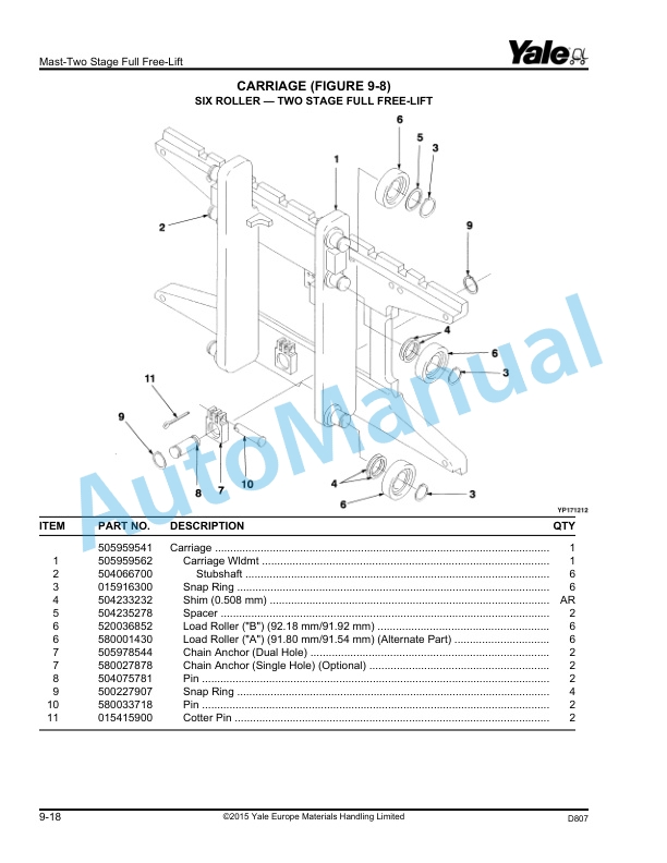 Yale D807 ERP1.6-2.0ATF Parts Manual 524150863 5 Yale D807 ERP1.6-2.0ATF Parts Manual 524150863 - Image 5