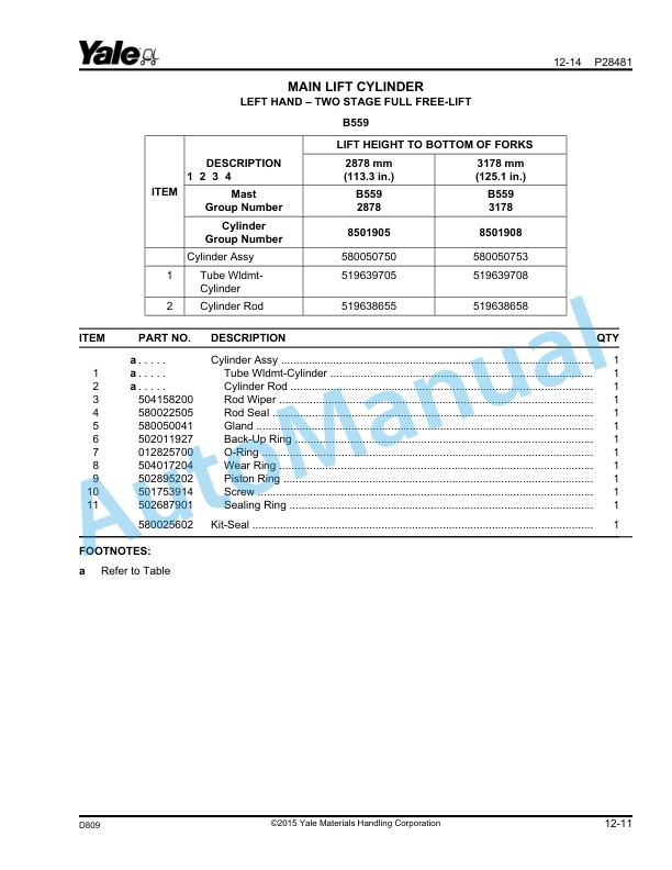 Yale D809 GLC030-035VX, GLC040SVX Parts Manual 550108484 5 Yale D809 GLC030-035VX, GLC040SVX Parts Manual 550108484 - Image 5