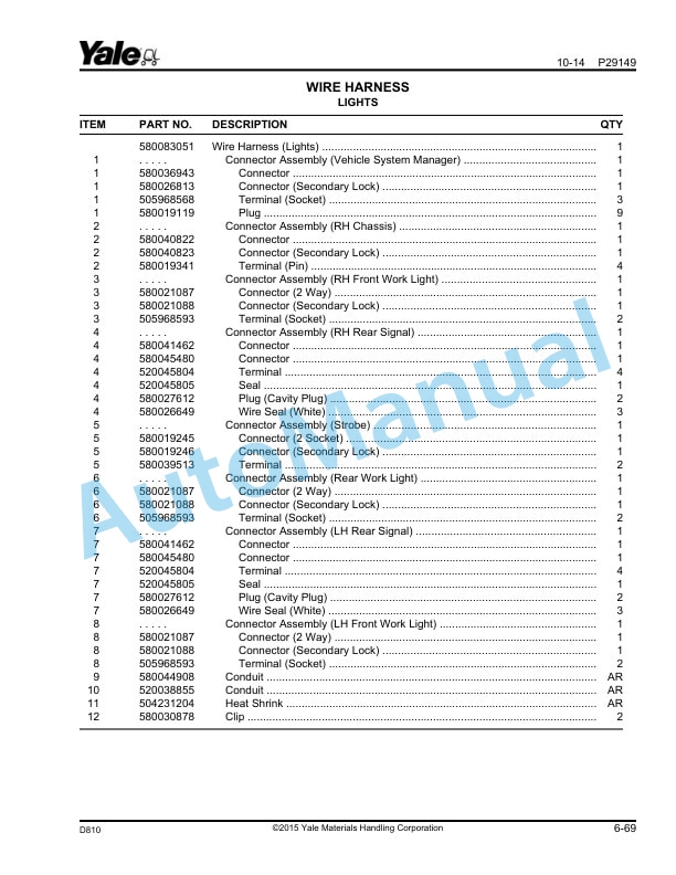 Yale D810 GDP-GLP030VX, GDP-GLP035VX, GDP-GLPS040VX Parts Manual 550108574 2 Yale D810 GDP-GLP030VX, GDP-GLP035VX, GDP-GLPS040VX Parts Manual 550108574 - Image 2