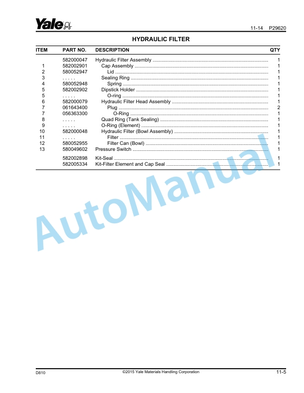 Yale D810 GDP-GLP030VX, GDP-GLP035VX, GDP-GLPS040VX Parts Manual 550108574 3 Yale D810 GDP-GLP030VX, GDP-GLP035VX, GDP-GLPS040VX Parts Manual 550108574 - Image 3