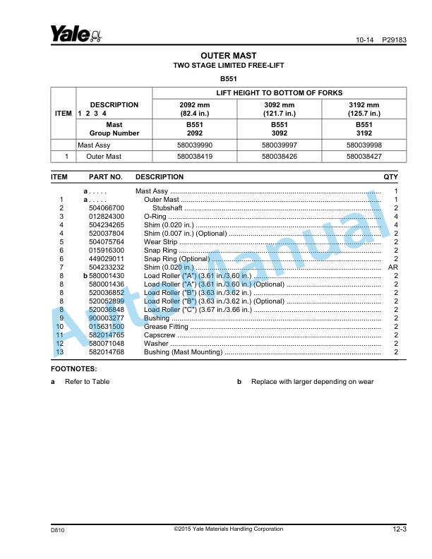 Yale D810 GDP-GLP030VX, GDP-GLP035VX, GDP-GLPS040VX Parts Manual 550108574 4 Yale D810 GDP-GLP030VX, GDP-GLP035VX, GDP-GLPS040VX Parts Manual 550108574 - Image 4