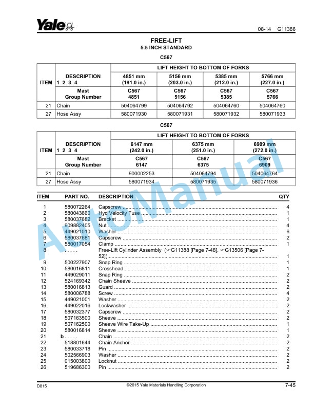 Yale D815 NR035EA, NR040EA, NDR030EA Parts Manual 524284619 3 Yale D815 NR035EA, NR040EA, NDR030EA Parts Manual 524284619 - Image 3