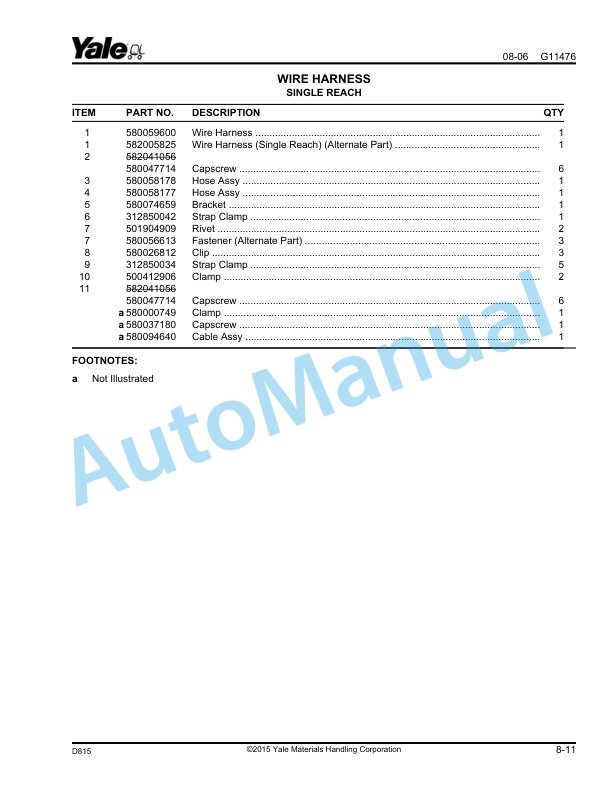 Yale D815 NR035EA, NR040EA, NDR030EA Parts Manual 524284619 4 Yale D815 NR035EA, NR040EA, NDR030EA Parts Manual 524284619 - Image 4