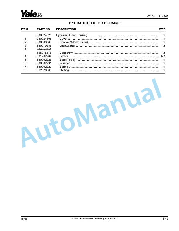 Yale D818 GC-GDC-GLC070-080LJ-LJ-BCS, GC-GDC-GLC100-120MJ-MJ-BCS Parts Manual 524208282 3 Yale D818 GC-GDC-GLC070-080LJ-LJ-BCS, GC-GDC-GLC100-120MJ-MJ-BCS Parts Manual 524208282 - Image 3