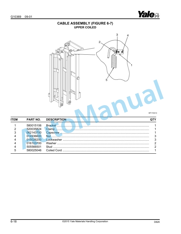 Yale D826 OS-SS030BE 3.000 LB. Capacity Parts Manual 524143600 4 Yale D826 OS-SS030BE 3.000 LB. Capacity Parts Manual 524143600 - Image 4