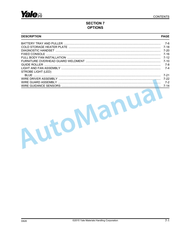 Yale D826 OS-SS030BE 3.000 LB. Capacity Parts Manual 524143600 5 Yale D826 OS-SS030BE 3.000 LB. Capacity Parts Manual 524143600 - Image 5