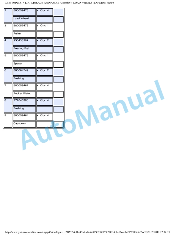 Yale D843 MP20X Parts Manual 5 Yale D843 MP20X Parts Manual - Image 5