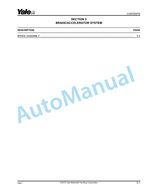 Yale D861 NDR035EB, NR045EB Parts Manual 550073165 2 Yale D861 NDR035EB, NR045EB Parts Manual 550073165 - Image 2
