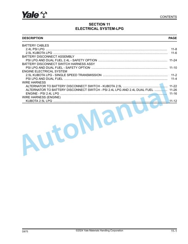 Yale D875 GP-GLP-GDP040VX, GP-GLP-GDP050VX, GP-GLP-GDP060VX, GP-GLP-GDP070VX Parts Manual 550109075 2 Yale D875 GP-GLP-GDP040VX, GP-GLP-GDP050VX, GP-GLP-GDP060VX, GP-GLP-GDP070VX Parts Manual 550109075 - Image 2