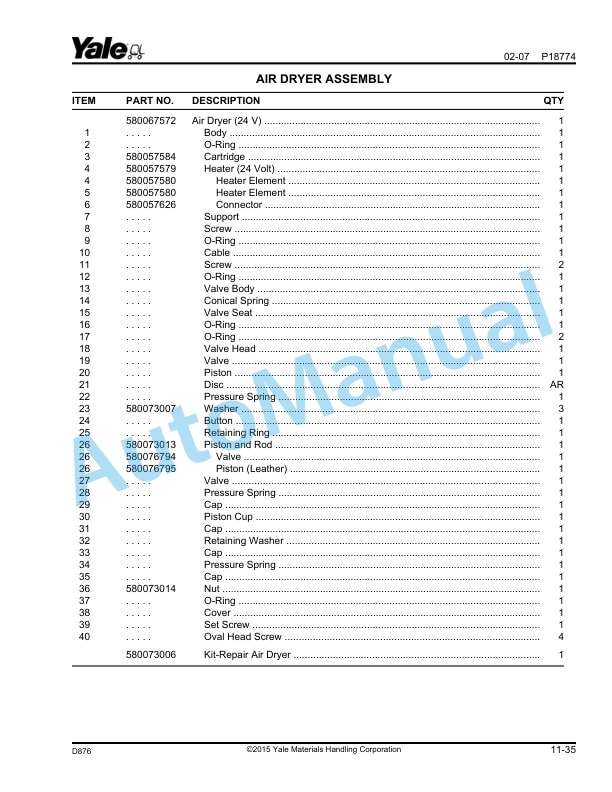 Yale D876 GDP170-280DB, GLP170-280DB Parts Manual 524295468 4 Yale D876 GDP170-280DB, GLP170-280DB Parts Manual 524295468 - Image 4