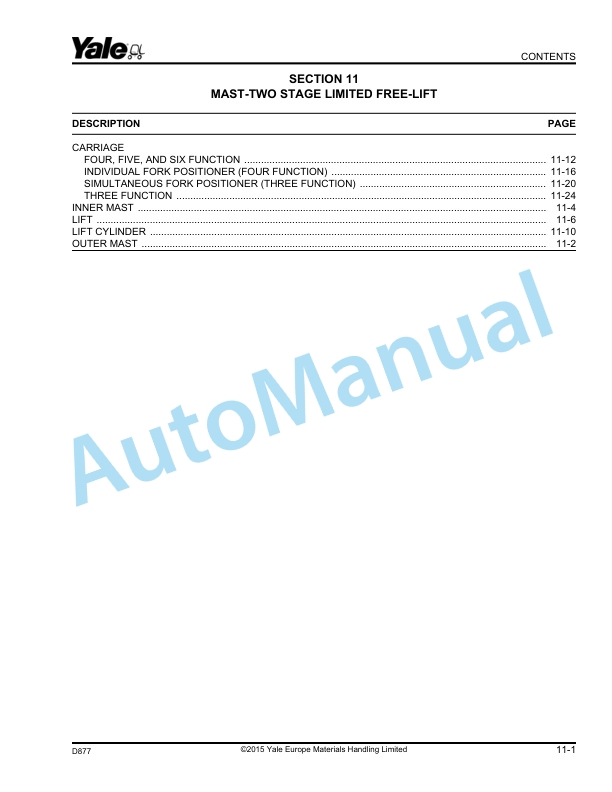 Yale D877 GDP-GLP300EB, GDP-GLP330EB, GD-GLPP360EB Parts Manual 524295475 5 Yale D877 GDP-GLP300EB, GDP-GLP330EB, GD-GLPP360EB Parts Manual 524295475 - Image 5