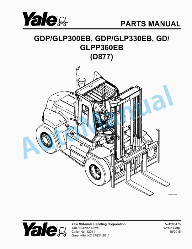 Yale D877 GDP130EB, GDP140EB, GDP160EB Parts Manual 524295477 1 Yale D877 GDP130EB, GDP140EB, GDP160EB Parts Manual 524295477