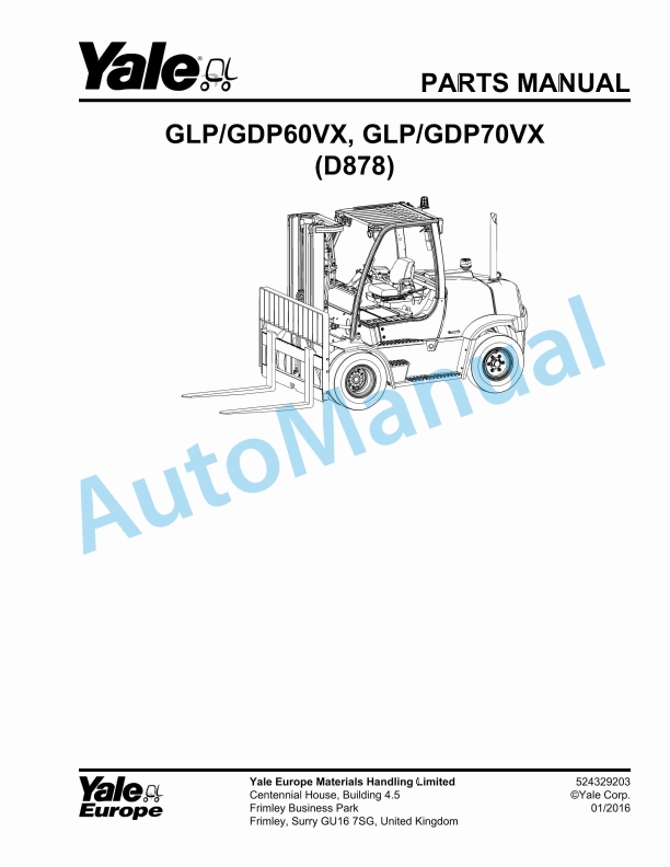 Yale D878 GLP-GDP60VX, GLP-GDP70VX Parts Manual 524329203 1 Yale D878 GLP-GDP60VX, GLP-GDP70VX Parts Manual 524329203