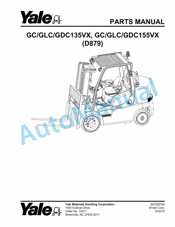 Yale D879 GC-GLC-GDC135VX, GC-GLC-GDC155VX Parts Manual 524329192 1 Yale D879 GC-GLC-GDC135VX, GC-GLC-GDC155VX Parts Manual 524329192