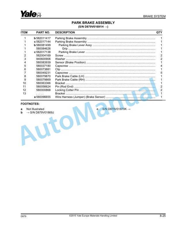 Yale D879 GLC-GDC60VX, GLC-GDC70VX Parts Manual 524329195 3 Yale D879 GLC-GDC60VX, GLC-GDC70VX Parts Manual 524329195 - Image 3