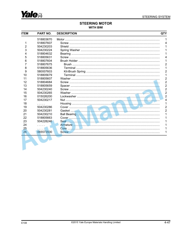 Yale E108 ERC20-30AGF Parts Manual 504250746 2 Yale E108 ERC20-30AGF Parts Manual 504250746 - Image 2