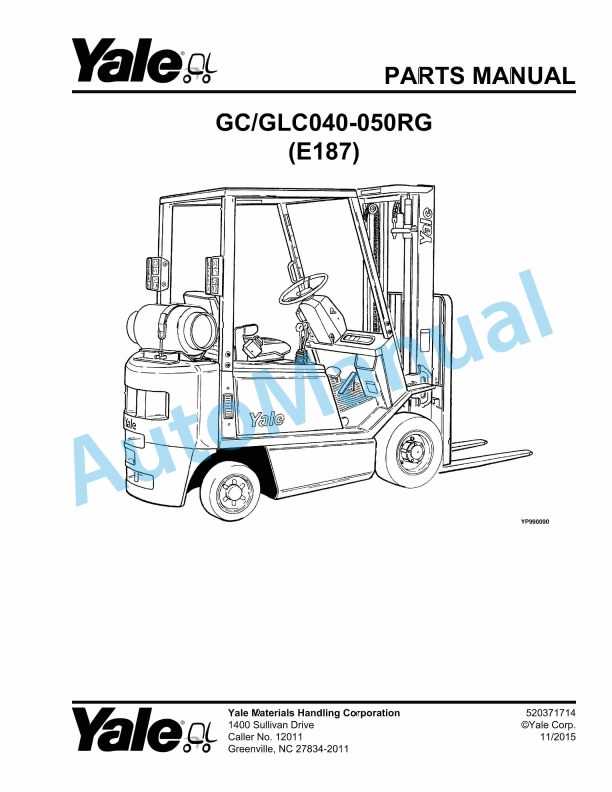 Yale E187 GC-GLC040-050RG Parts Manual 520371714 1 Yale E187 GC-GLC040-050RG Parts Manual 520371714