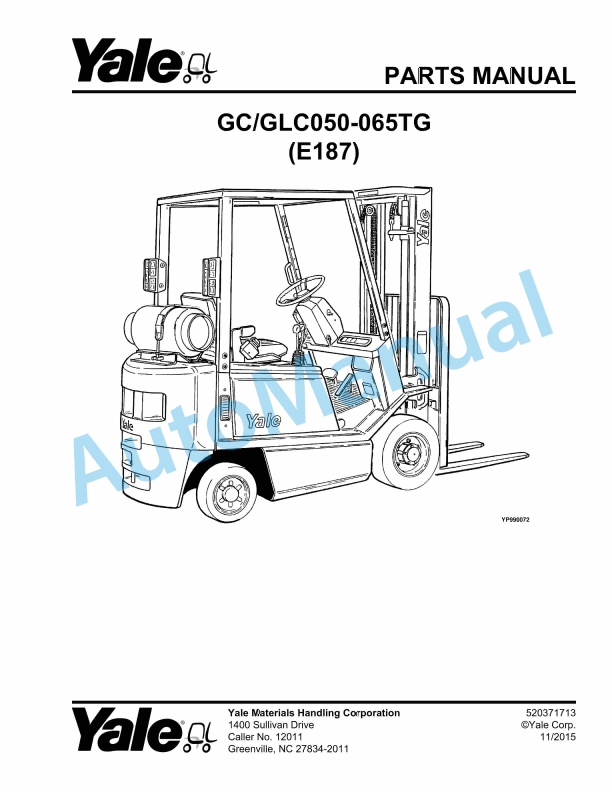 Yale E187 GC-GLC050-065TG Parts Manual 520371713 1 Yale E187 GC-GLC050-065TG Parts Manual 520371713