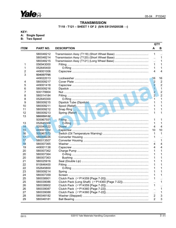 Yale E813 GP-GLP-GDP070-090LJ-MJ, GP-GLP-GDP100-120MJ Parts Manual 524208463 2 Yale E813 GP-GLP-GDP070-090LJ-MJ, GP-GLP-GDP100-120MJ Parts Manual 524208463 - Image 2
