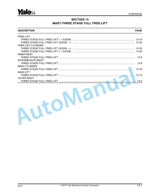 Yale E818 GC-GLC080-100-120VX, GC-GLC080-100VXBCS, GC120SVX, GC-GLC120V Parts Manual 524262272 4 Yale E818 GC-GLC080-100-120VX, GC-GLC080-100VXBCS, GC120SVX, GC-GLC120V Parts Manual 524262272 - Image 4