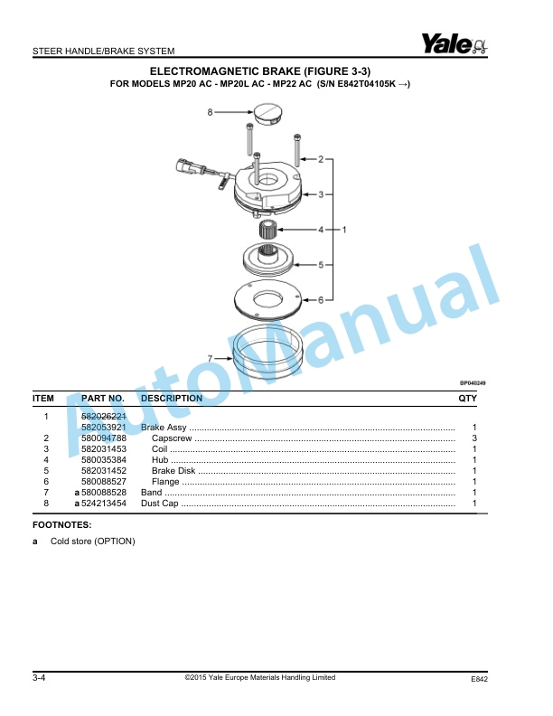 Yale E842 MP18 AC, MP20 AC, MP20L AC, MP22 AC Parts Manual 524301819 2 Yale E842 MP18 AC, MP20 AC, MP20L AC, MP22 AC Parts Manual 524301819 - Image 2