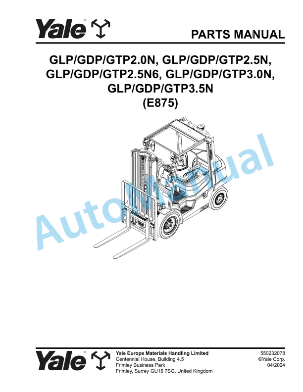 Yale E875 GLP-GDP-GTP2.0N-2.5N-2.5N6-3.0N-3.5N Parts Manual 550232078 1 Yale E875 GLP-GDP-GTP2.0N-2.5N-2.5N6-3.0N-3.5N Parts Manual 550232078