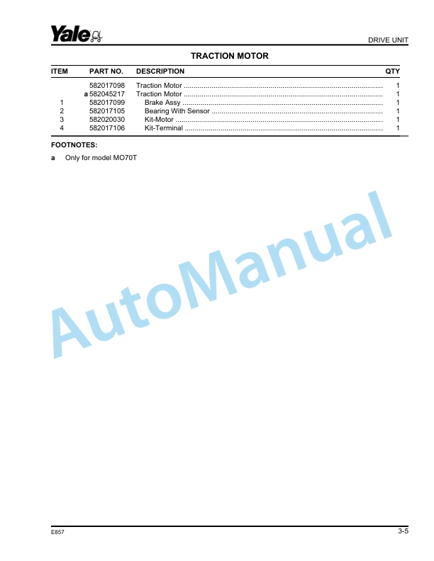 Yale E875 MO20, MO25, MO20P, MO10L, MO50T, MO70T Parts Manual 550035922 2 Yale E875 MO20, MO25, MO20P, MO10L, MO50T, MO70T Parts Manual 550035922 - Image 2