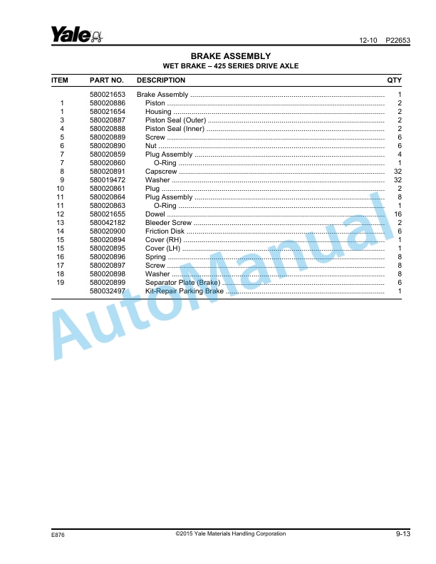 Yale E876 GDP190DC, GDP210DC, GDP230DC, GDP230DCS, GDP250DC, GDP280DC Parts Manual 550035621 3 Yale E876 GDP190DC, GDP210DC, GDP230DC, GDP230DCS, GDP250DC, GDP280DC Parts Manual 550035621 - Image 3