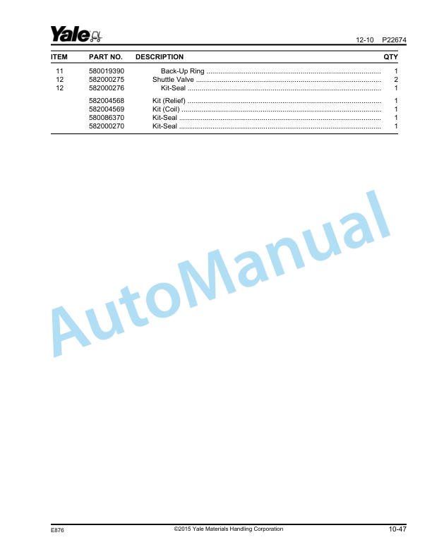 Yale E876 GDP190DC, GDP210DC, GDP230DC, GDP230DCS, GDP250DC, GDP280DC Parts Manual 550035621 4 Yale E876 GDP190DC, GDP210DC, GDP230DC, GDP230DCS, GDP250DC, GDP280DC Parts Manual 550035621 - Image 4
