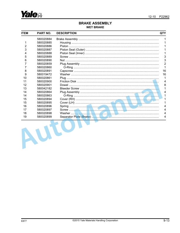 Yale E877 GDP300EC, GDP330EC, GDP360EC Parts Manual 550036312 3 Yale E877 GDP300EC, GDP330EC, GDP360EC Parts Manual 550036312 - Image 3