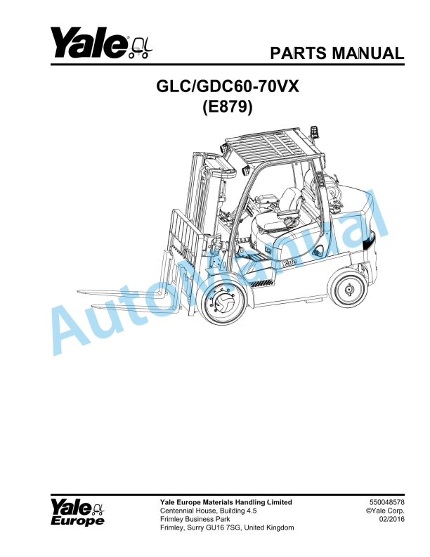 Yale E879 GLC-GDC60-70VX Parts Manual 550048578 1 Yale E879 GLC-GDC60-70VX Parts Manual 550048578