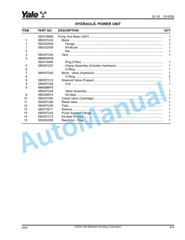 Yale E896 MPE060-G Parts Manual 550184721 3 Yale E896 MPE060-G Parts Manual 550184721 - Image 3